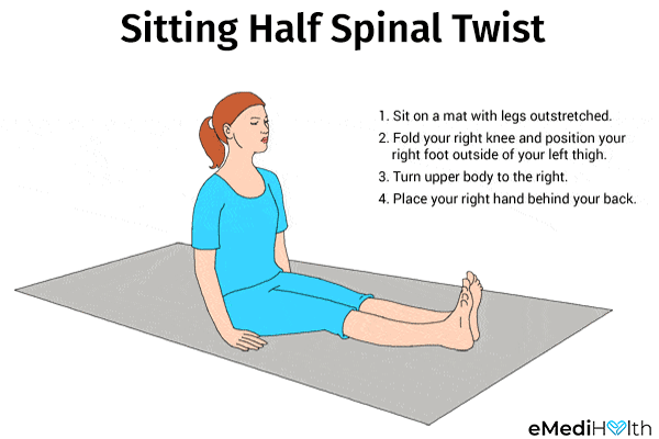 sitting half spinal twist for improving digestion