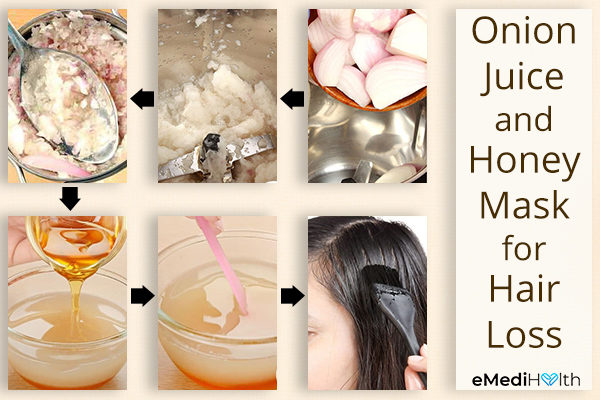 steps for preparing onion juice and honey mask